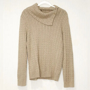 Jones New York Sport Beige Cotton Cashmere Cable Knit Sweater Size XL‎